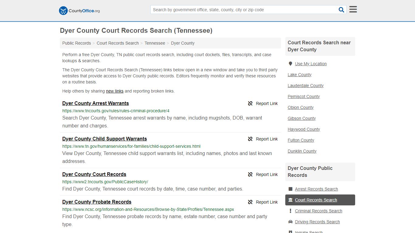 Dyer County Court Records Search (Tennessee) - County Office