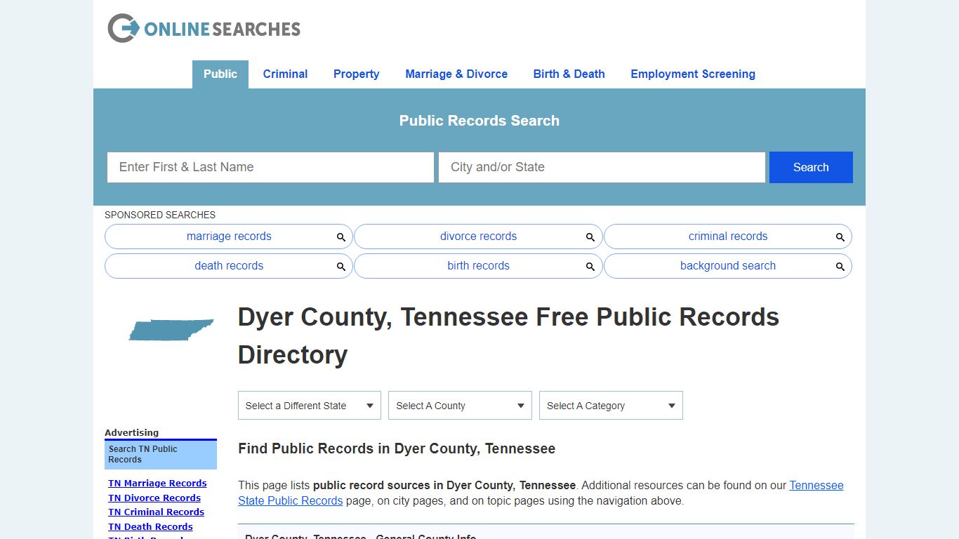 Dyer County, Tennessee Public Records Directory