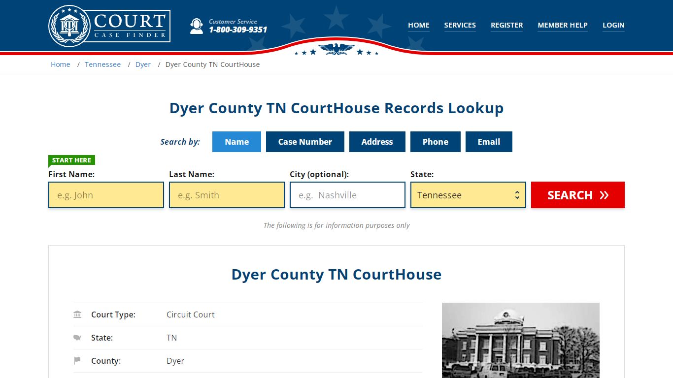 Dyer County TN CourtHouse Records Lookup - CourtCaseFinder.com